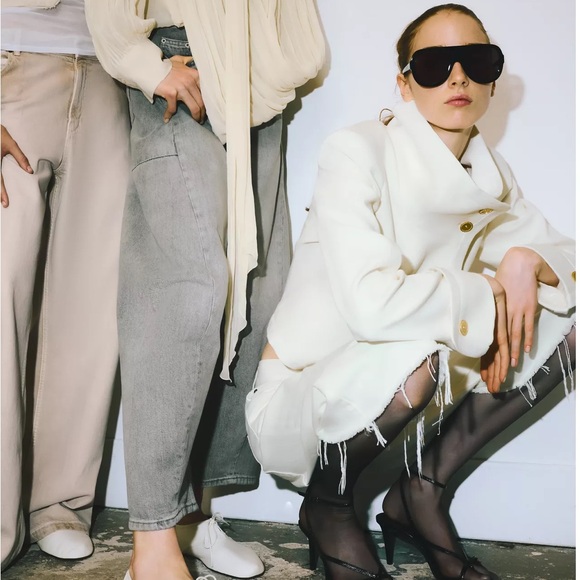 ZARA ZW COLLECTION LIMITED EDITION CONTRASTING CROPPED JACKET - Picture 9 of 11